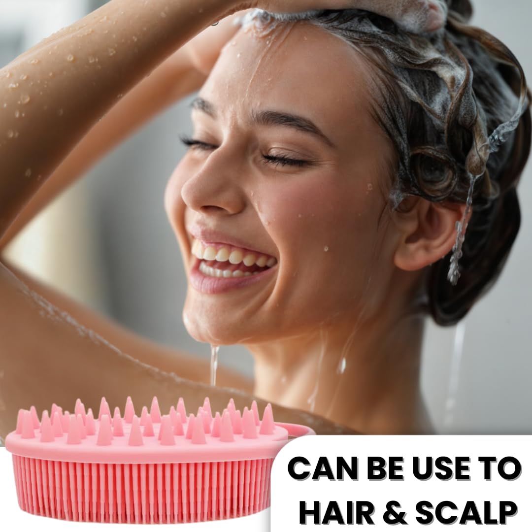 Essential Aura All-in-One Exfoliating Shower Brush - Gentle Silicone Loofah for Sensitive Skin with Dual-Purpose Scalp Massage for Spa-Quality Showers Beauty and Personal Care Essential Aura