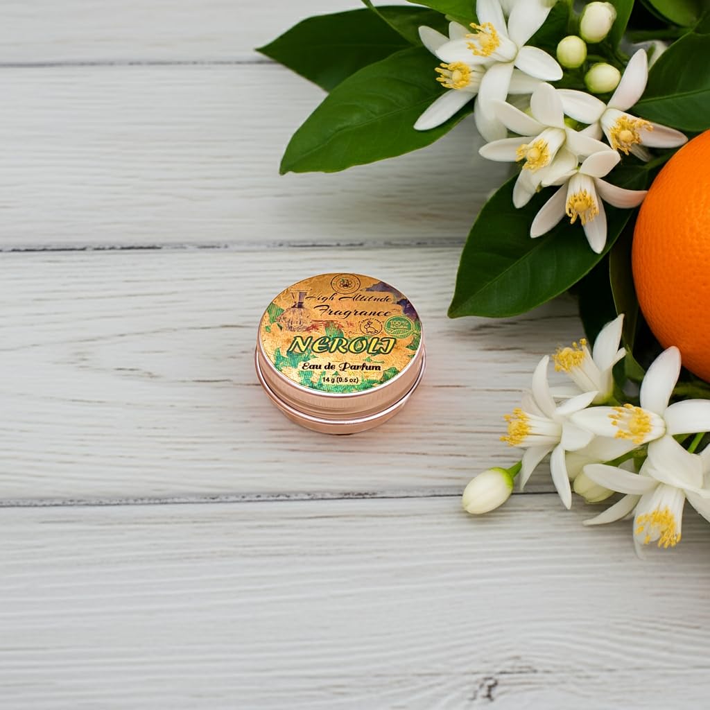 NEROLI Perfume - Eau de Parfum - Solid Balm - Natural Essential Oils Aromatherapy Fragrance (Orange Blossoms, Citrus Aurantium, Tuberose, Mandarin Beauty & Personal Care HIGH ALTITUDE ORGANICS