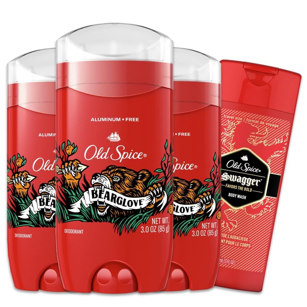 Old Spice Aluminum Free Deodorant for Men, 24/7 Odor Protection, 24/7 Freshness & Lasting Scent, Bearglove Scent, 3.0 oz with Travel Size Swagger Body Beauty & Personal Care Old Spice
