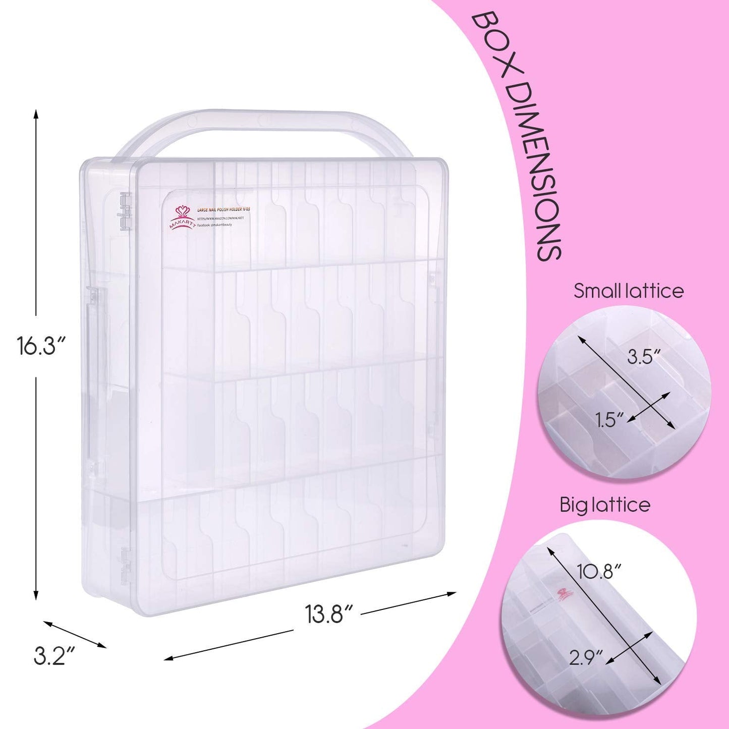 Makartt Gel Nail Polish Organizer, Clear Storage Case Holder for 60 Bottles, Large Compartment, Space-Saving, Travel Carry, Colors Display Beauty & Personal Care Makartt