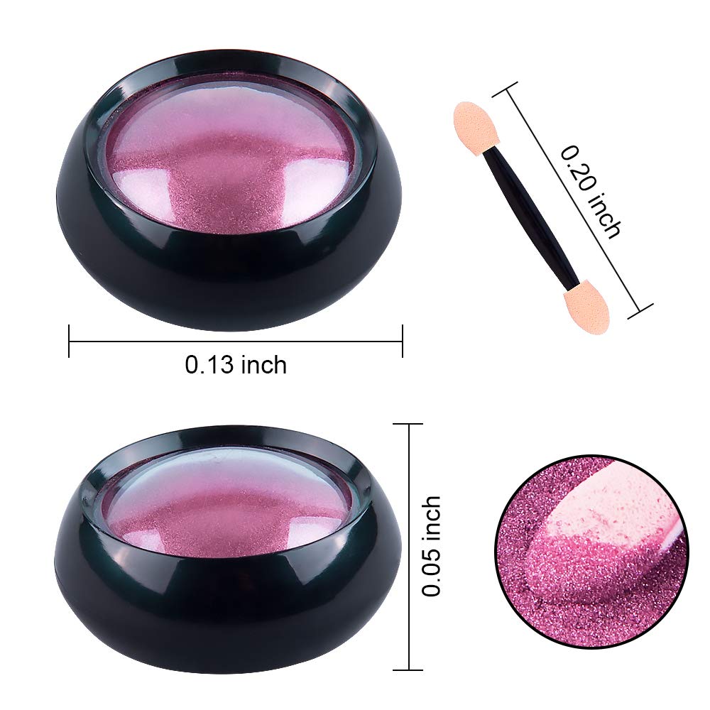Duufin 14 Jars Chrome Nail Powder Metallic Nail Art Powder Mirror Effect Manicure Chrome Powder 14 Colors Nail Powders with 14 Pcs Eyeshadow Sticks Beauty & Personal Care Duufin