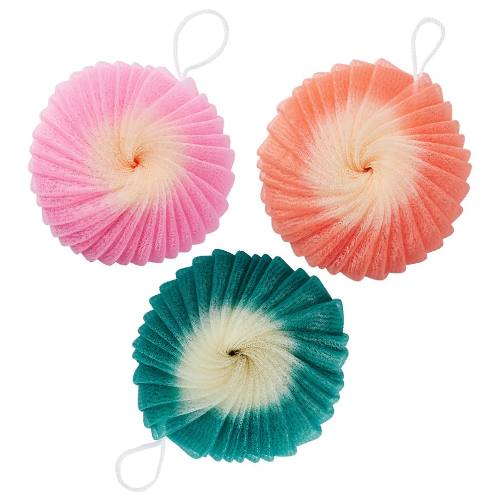Éclat Mesh Bath Sponge Loofah Ball, Soft Exfoliating Body Scrubber for Wash, Rich-Lather Nylon Net Puff with Quick-Dry Hanging Loop, Gentle Daily Beauty and Personal Care Éclat