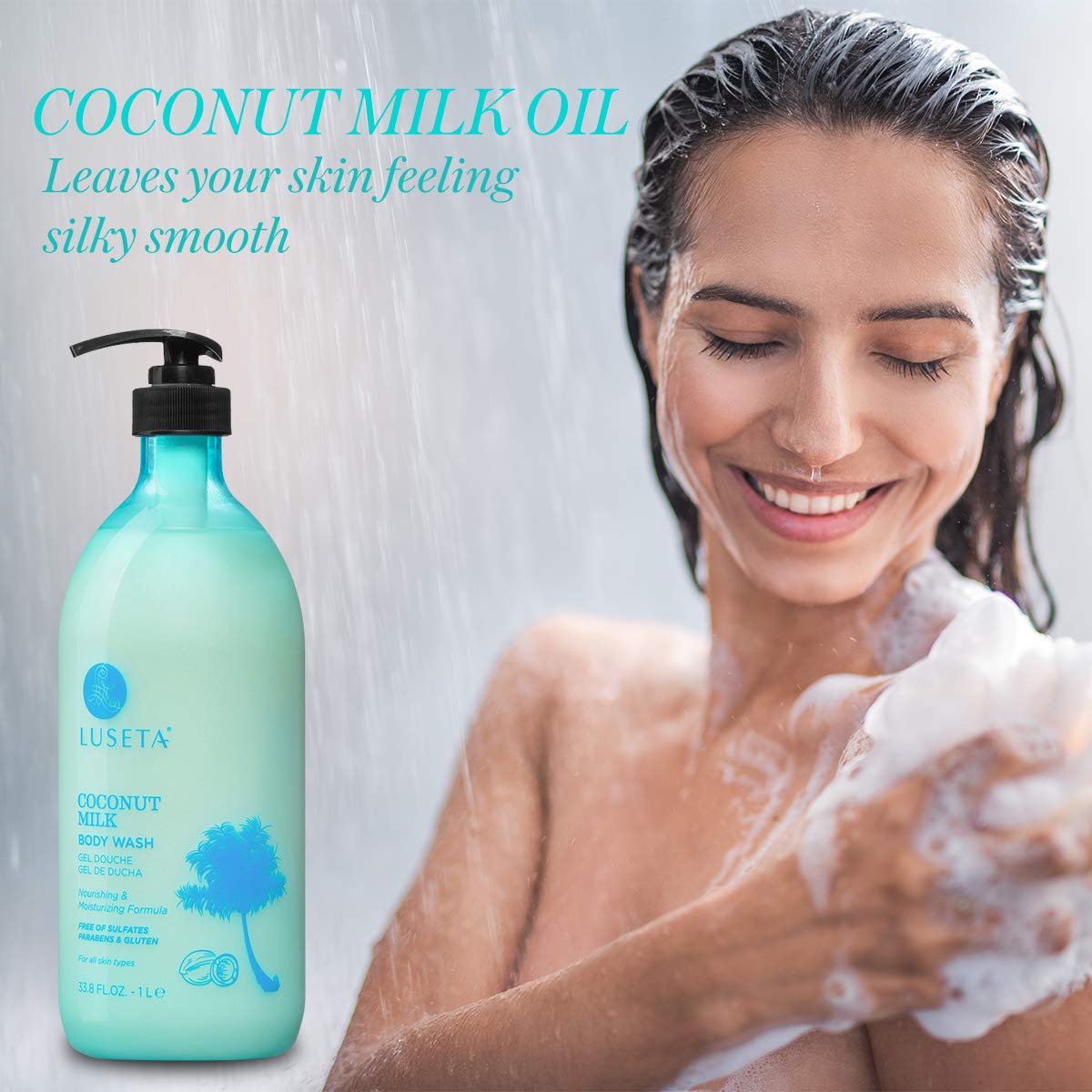 Luseta Coconut Milk Body Wash,Gentle Soap-Free Body Cleanser Deeply Moisturizes for Dry Skin 33.8oz Beauty & Personal Care L LUSETA