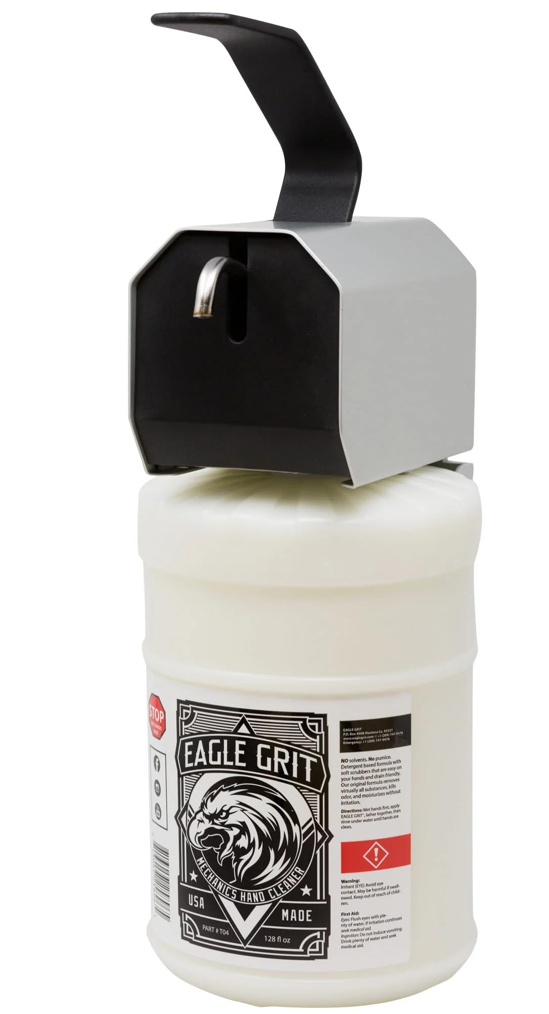 Eagle Grit Heavy Duty Industrial Hand Cleaner Wall Mount System - 1 Gallon USA Made Mechanic Soap + Dispenser - Silica-Based, Solvent-Free Hand Beauty & Personal Care EAGLE GRIT INDUSTRIAL HANDSOAP