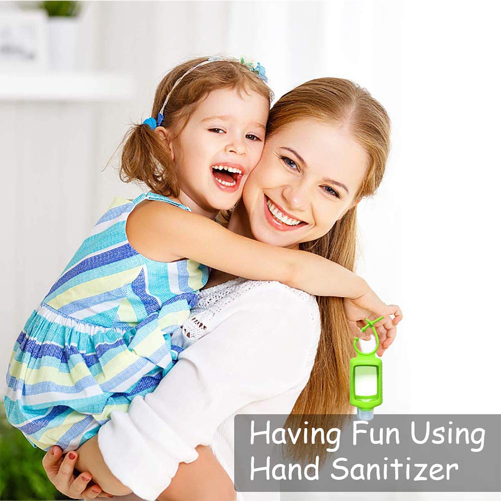 4 Pack Travel Size Plastic Clear Bottles w/Silicone Sleeve Refillable Empty Squeeze Containers Leakproof Flip Cap Keychain Bottles Hand Sanitizer Beauty & Personal Care FUNAUPGO