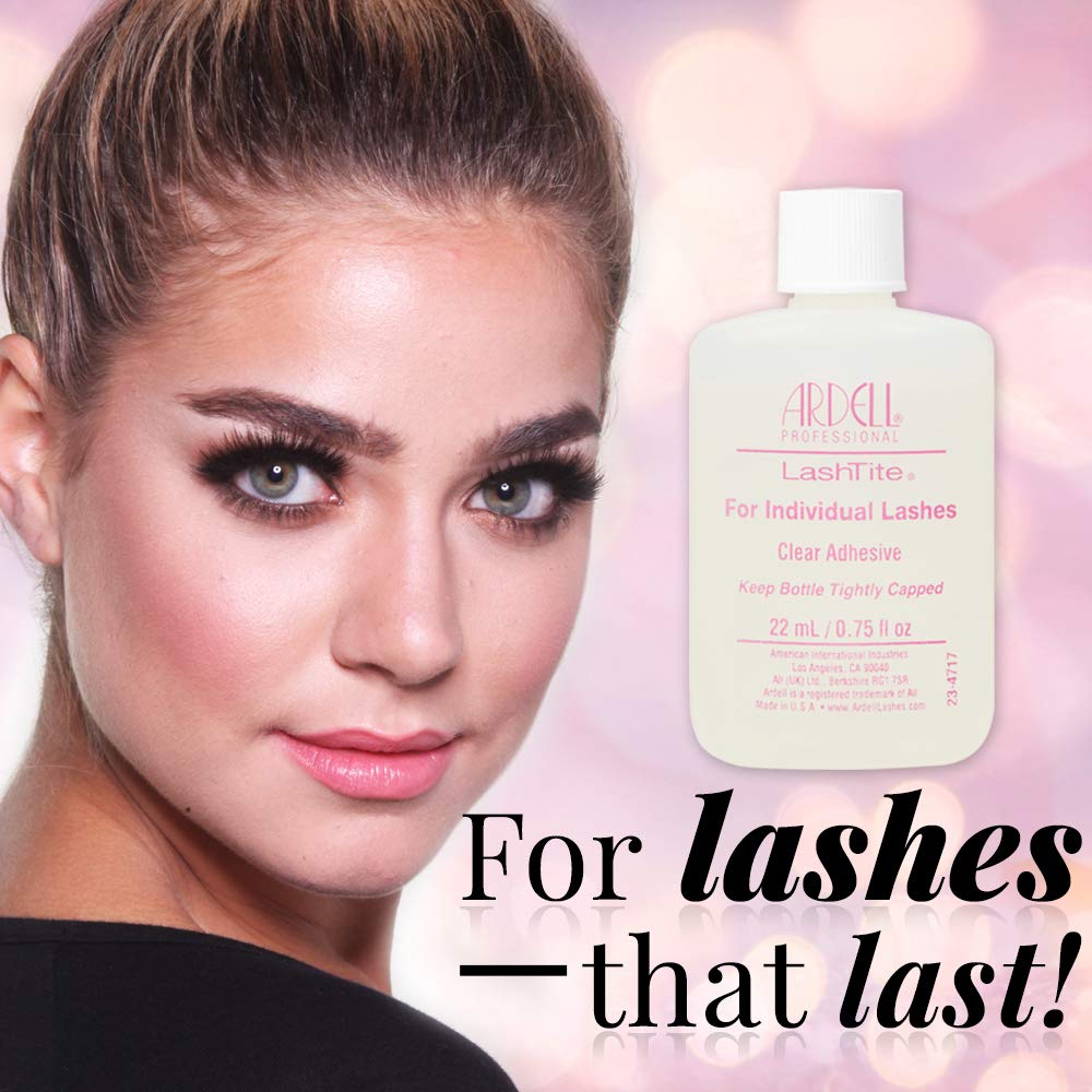 Ardell LashTite Lash Adhesive, Clear, Waterproof Lash Glue Long-Lasting, Strong Hold Eyelash Glue for Individual Lashes, 0.75 fl oz