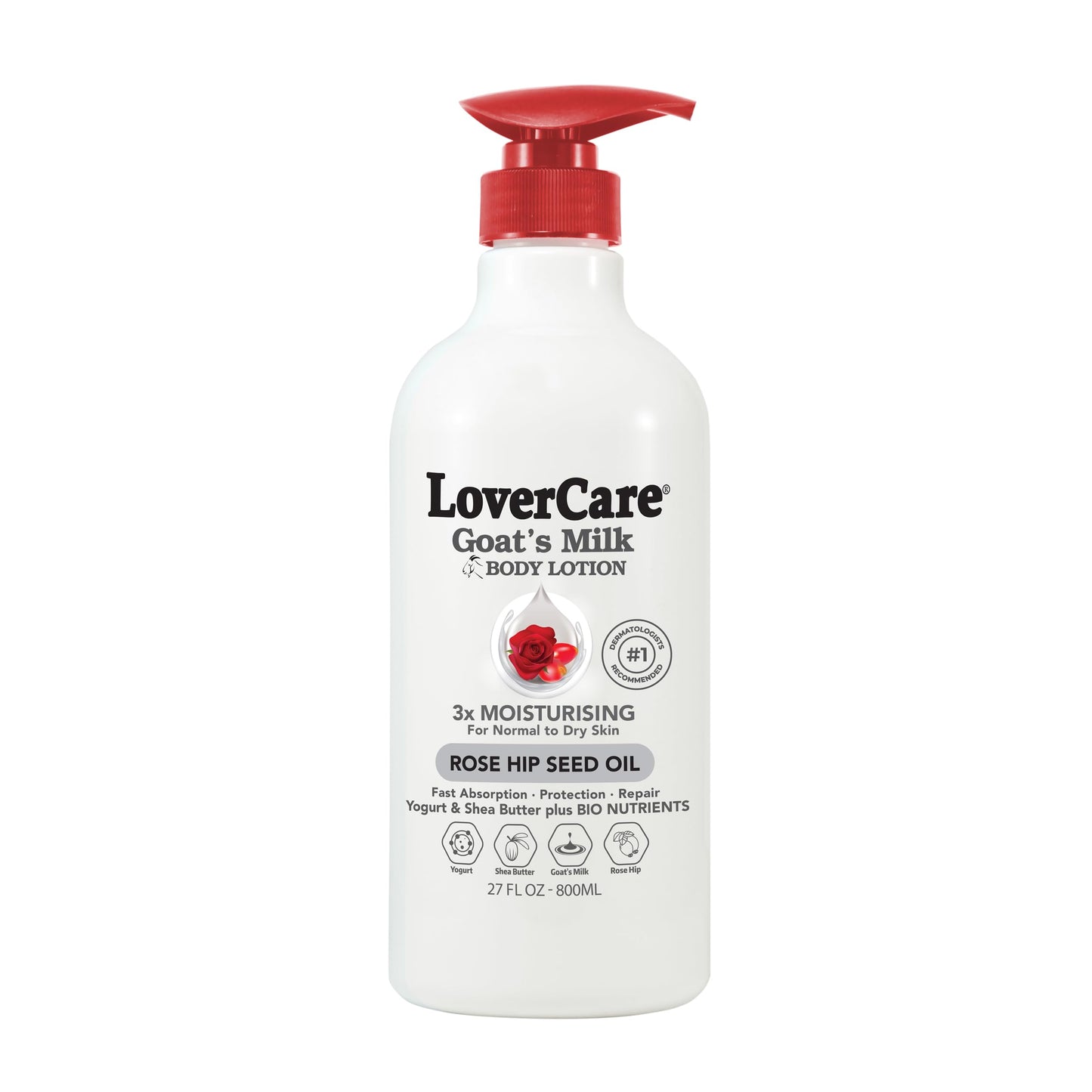Lover's Care Goat Milk Body Lotion for Dry Skin 27 fl oz (800ml) Rose Hip Seed Oil - Single… Beauty & Personal Care Lover's Care