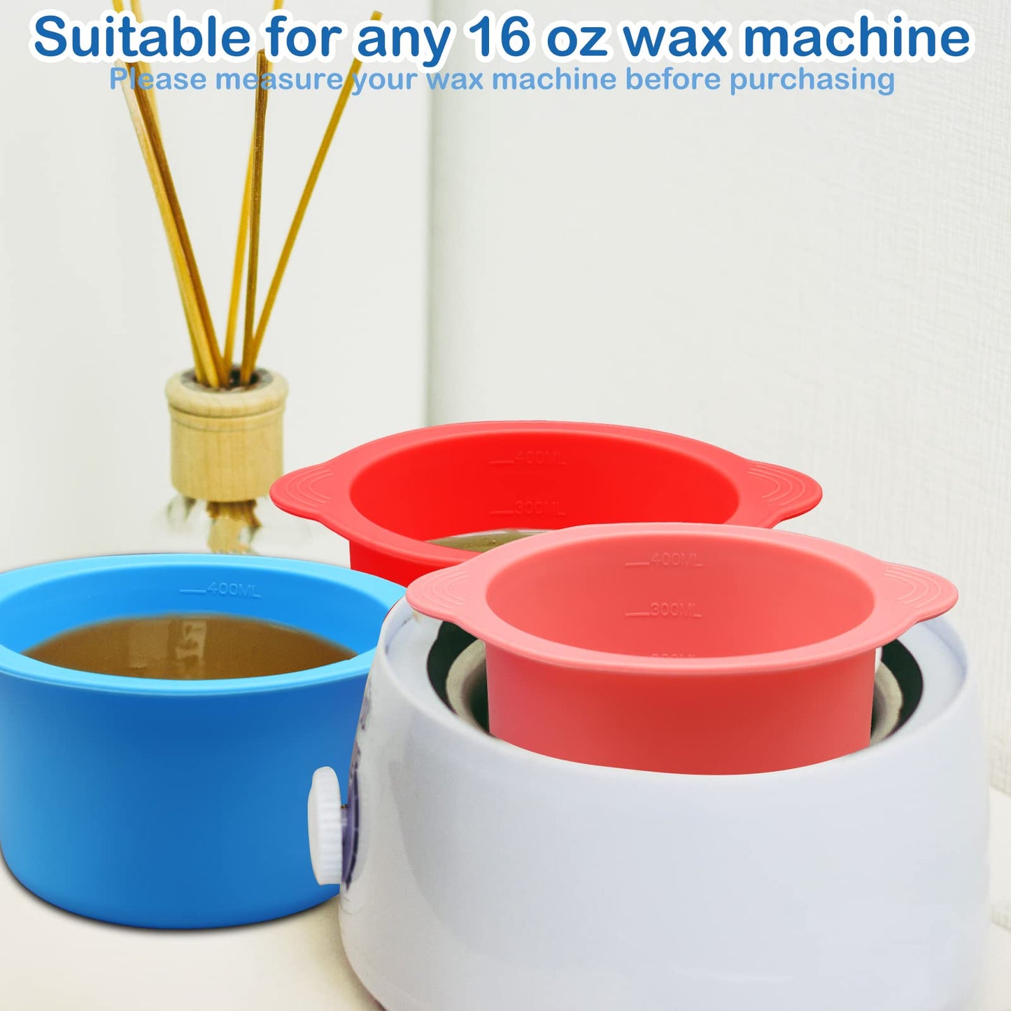 3Pcs Non-Stick Silicone Wax Melt Liners with Wax Sticks, Reusable Bowl for Wax Warmer and Hair Removal, 14Oz Beauty and Personal Care HINGTAI