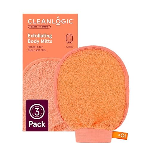 Cleanlogic Bath & Body Exfoliating Face & Body Grooming Mitt, Assorted Colors, 3 Count Beauty & Personal Care Cleanlogic
