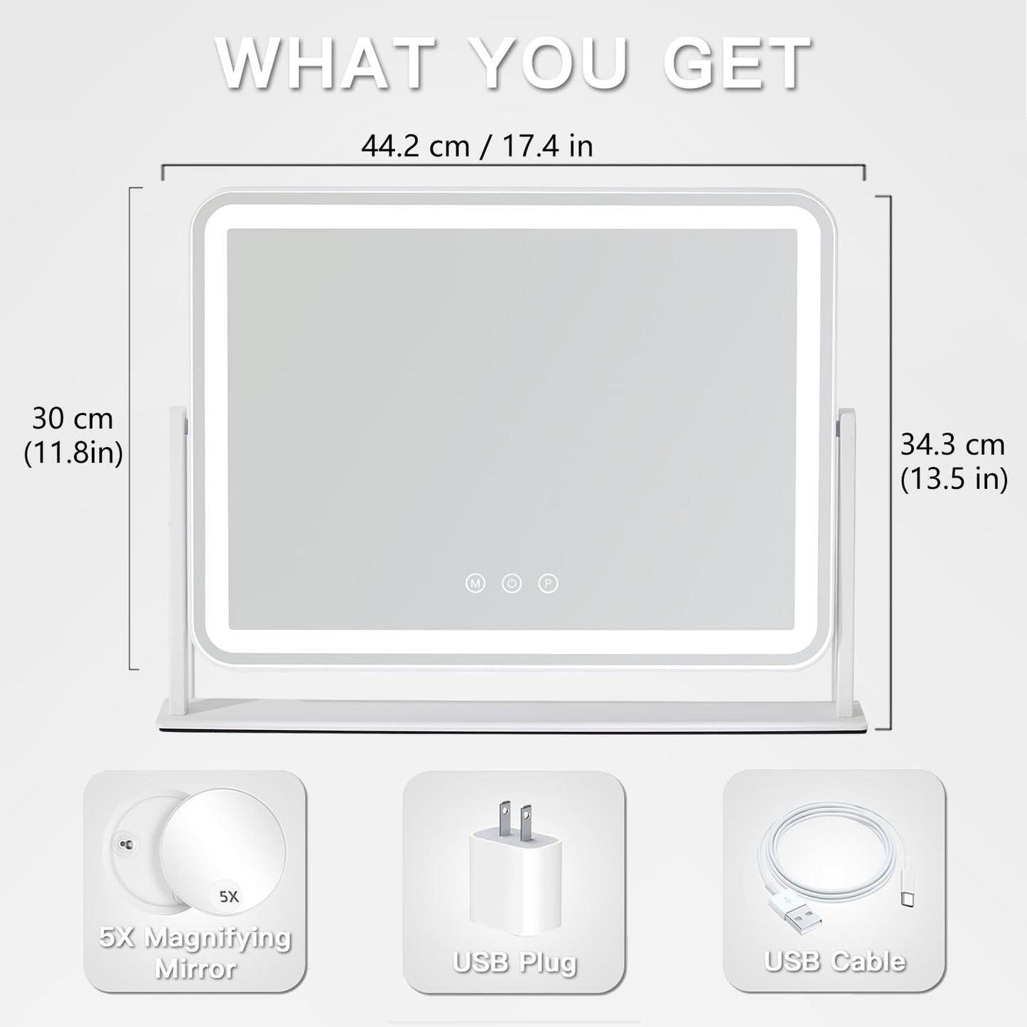 HIEEY Hollywood Makeup Mirror with 12 Dimmable Bulbs Lights, Three Color Lighting Modes, with 4in 20X Magnification Mirror, Smart Touch Control Beauty and Personal Care HIEEY