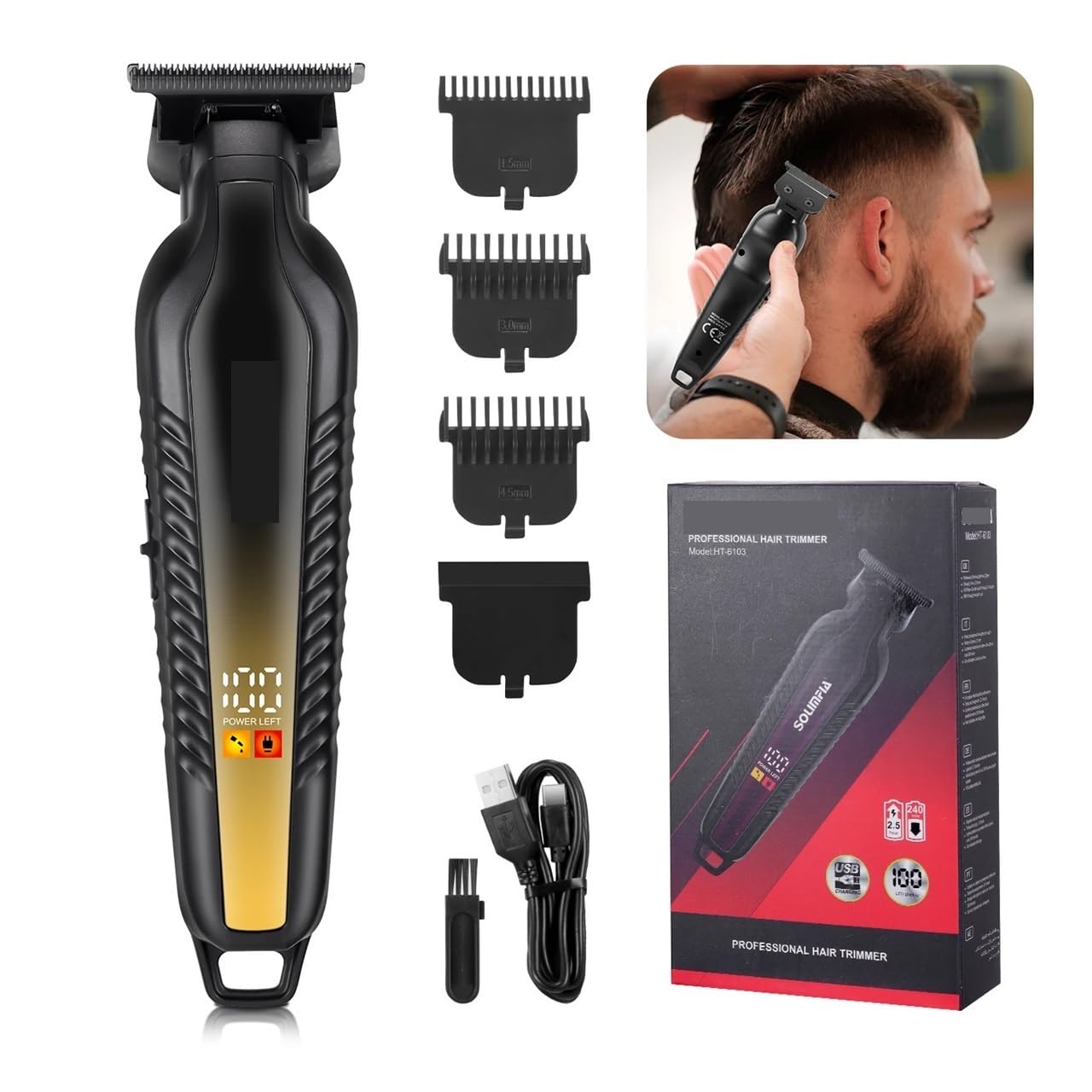 EWKYLSEM Electric Clipper Barber-Grade USB Rechargeable Hair Trimmer Razor for Home Grooming Precision Shaving Classic Hairstyle Creation Beauty and Personal Care EWKYLSEM
