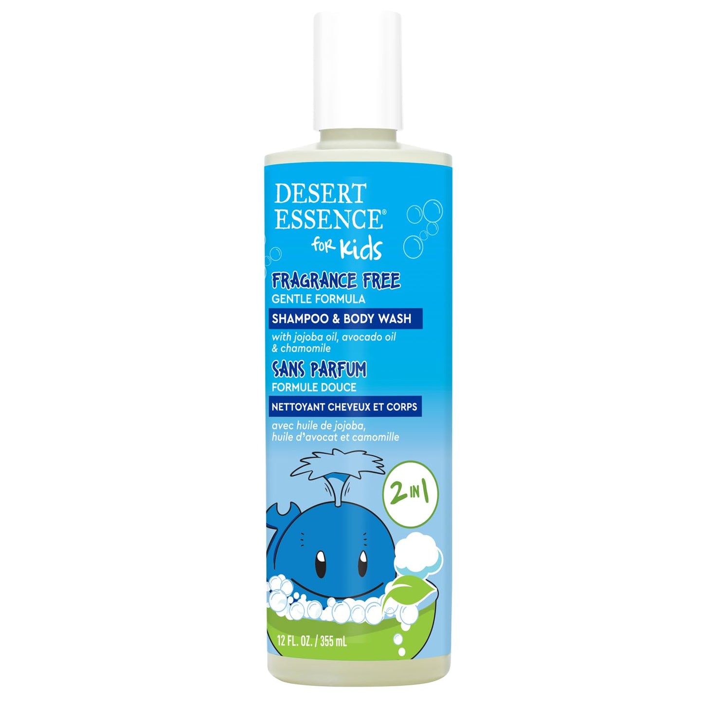 Desert Essence Kids Fragrance Free 2-in-1 Shampoo & Body Wash, Gentle Cleanser for Children’s Hair and Skin, Tear-Free Bath Wash for Kids, 12 fl oz Beauty & Personal Care Desert Essence
