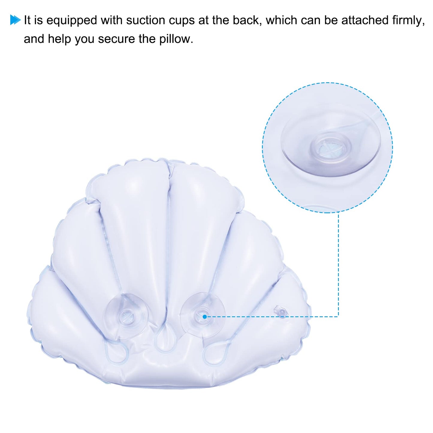 PATIKIL Inflatable Bath Pillow with Suction Cups, 2 Pack Terry Cloth Covered Shell Shape Bathtub Spa Pillow Neck Support for Bathtub Hot Tub, White Beauty and Personal Care PATIKIL