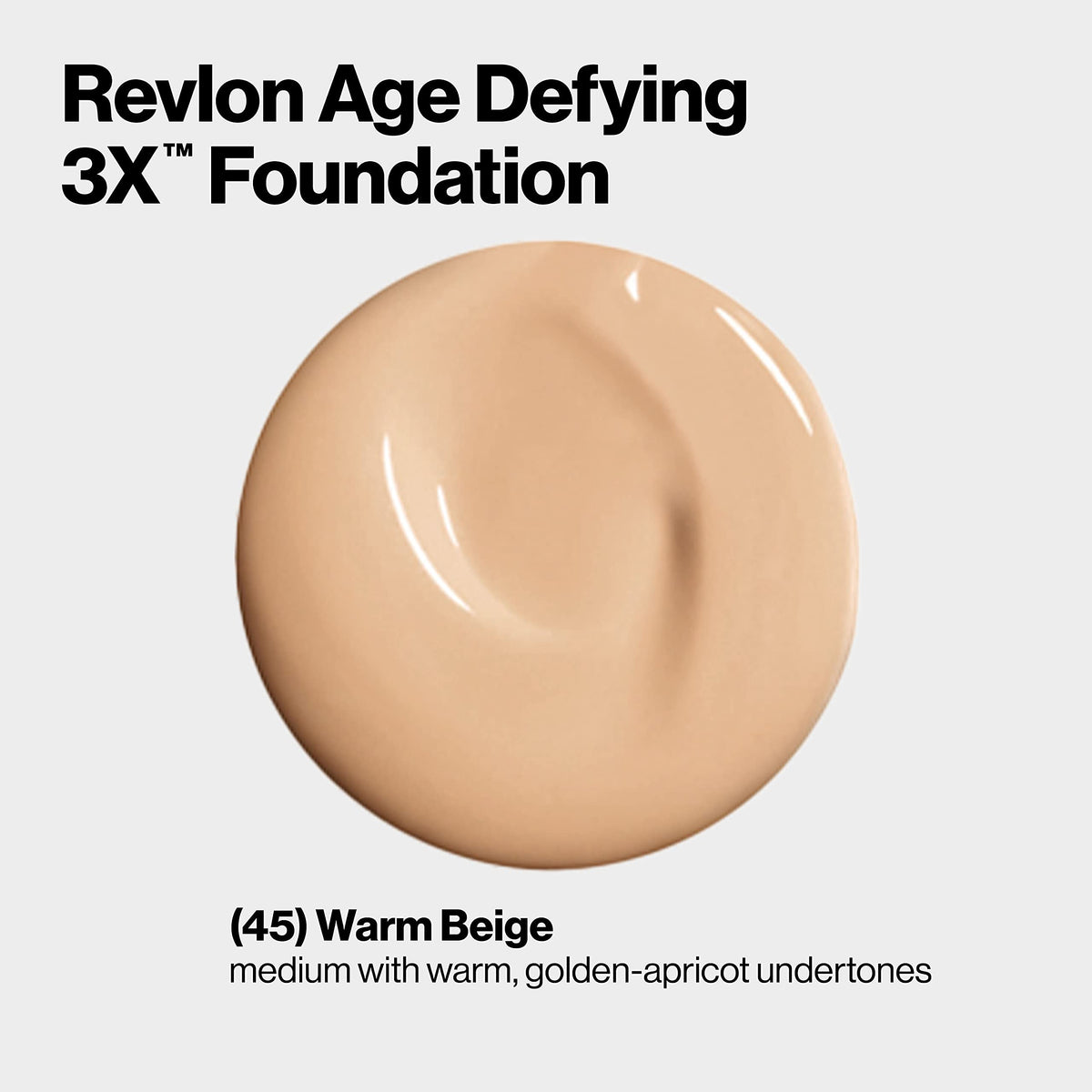 Revlon Age Defying 3X Makeup Foundation, Firming, Lifting and Anti-Aging Medium, Buildable Coverage with Natural Finish SPF 20, 045 Warm Beige, 1 fl Beauty & Personal Care REVLON