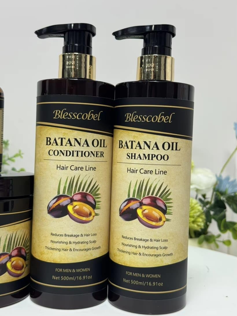 Blesscobel Batana Hair Care Set - Shampoo, Conditioner, Hair Oil & Hair Mask - Moisturizing & Repair for Dry Damaged Hair - For Men & Women Beauty & Personal Care Blesscobel