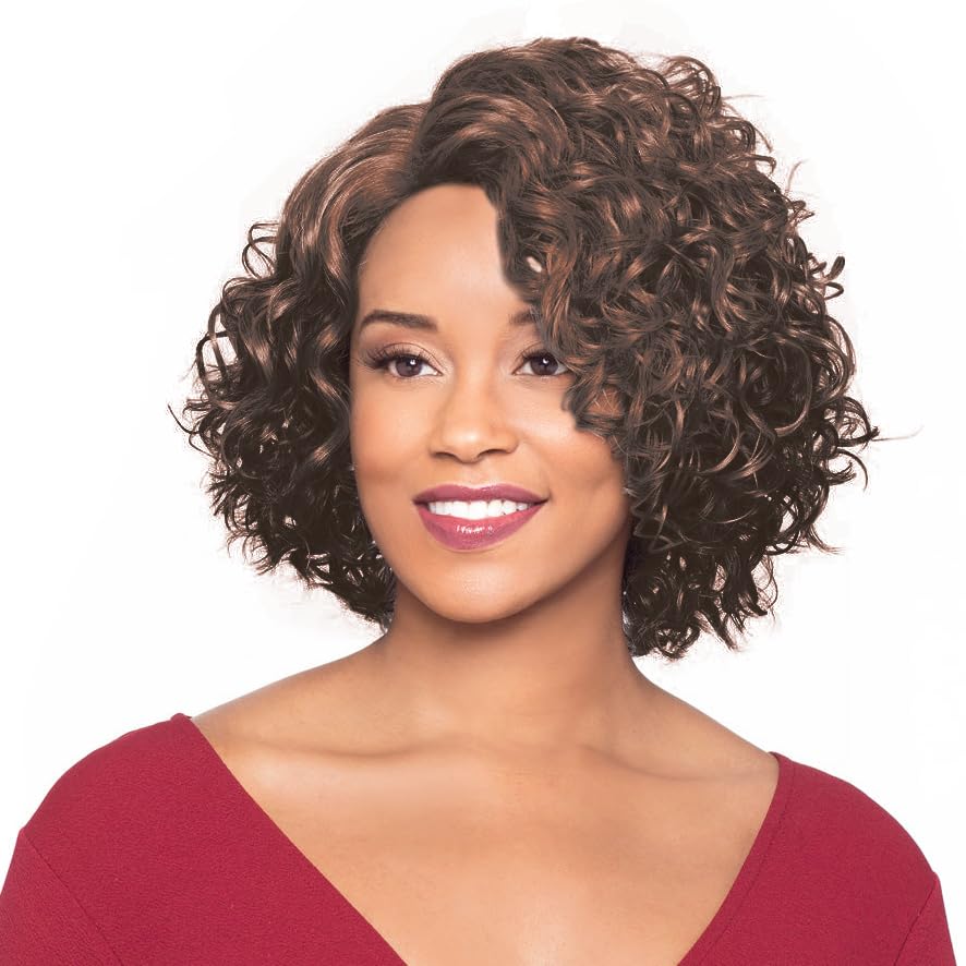 Foxy Silver Martina Wig Color FS4/30-11" Long Curly Side Part Fusion Heat Resistant Synthetic J Part African American Average Cap Bundle Maxwigs
