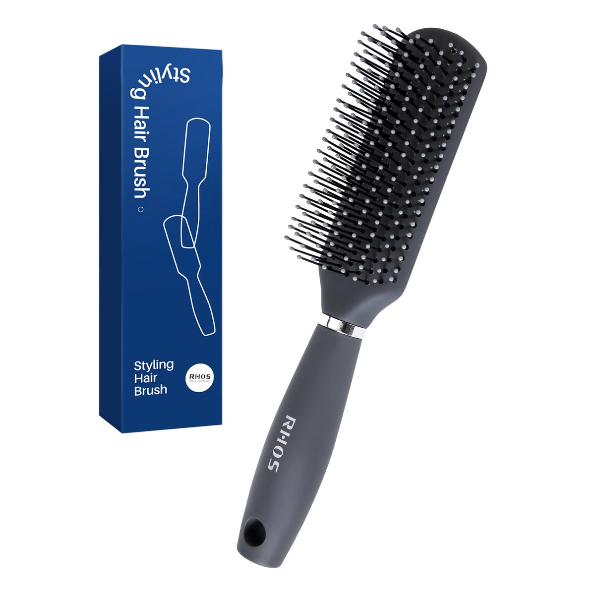 RHOS Hair Brush for Men - Detangler Hair Brush for Styling/Massage - Nylon Bristles for Wet & Dry Hair, Bangs, Thin, Short Hair - Gray Beauty & Personal Care RHOS