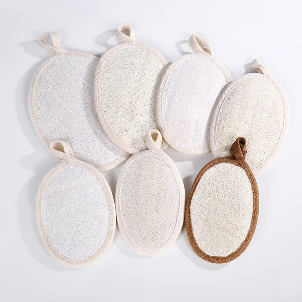 Natural Loofah Bath Sponge for Exfoliating, Biodegradable Exfoliator Scrub for Shower & Body Care, with Cotton Blend Backing (11 * 11 Square Beige Beauty and Personal Care Waillynice