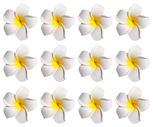 12PCS Women Girls 2.36" Hawaiian Hawaii Bohemia Style Plumeria Foam Flower Hair Clips Decoration Hair Barrette Hairpin For Bridal Wedding Party Beach Beauty & Personal Care Elandy