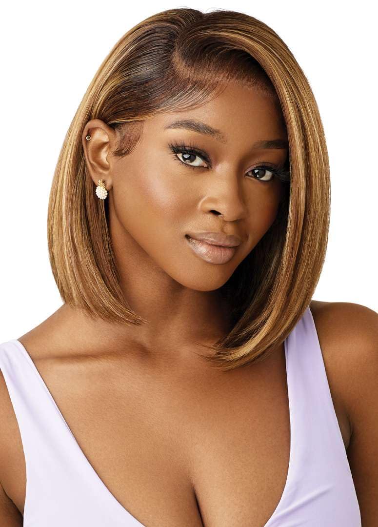 Outre Airtied 100% Fully Hand-Tied Wig - Human Hair Blend - Natural Yaki 12" (DR4/CALIFORNIA BLONDE)