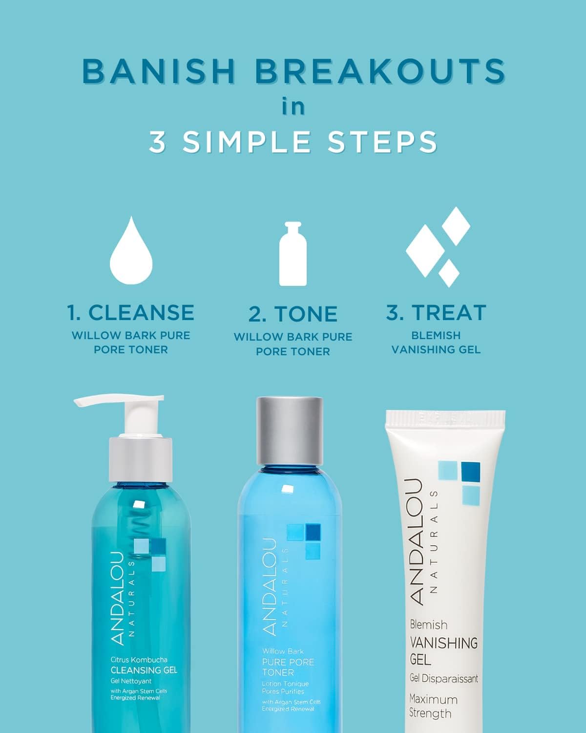 Andalou Naturals Clear Skin Citrus Kombucha Gel Face Cleanser - With Argan Stem Cells, Probiotics, & Aloe Vera to Remove Excess Oil & Dull Surface Beauty & Personal Care Andalou Naturals