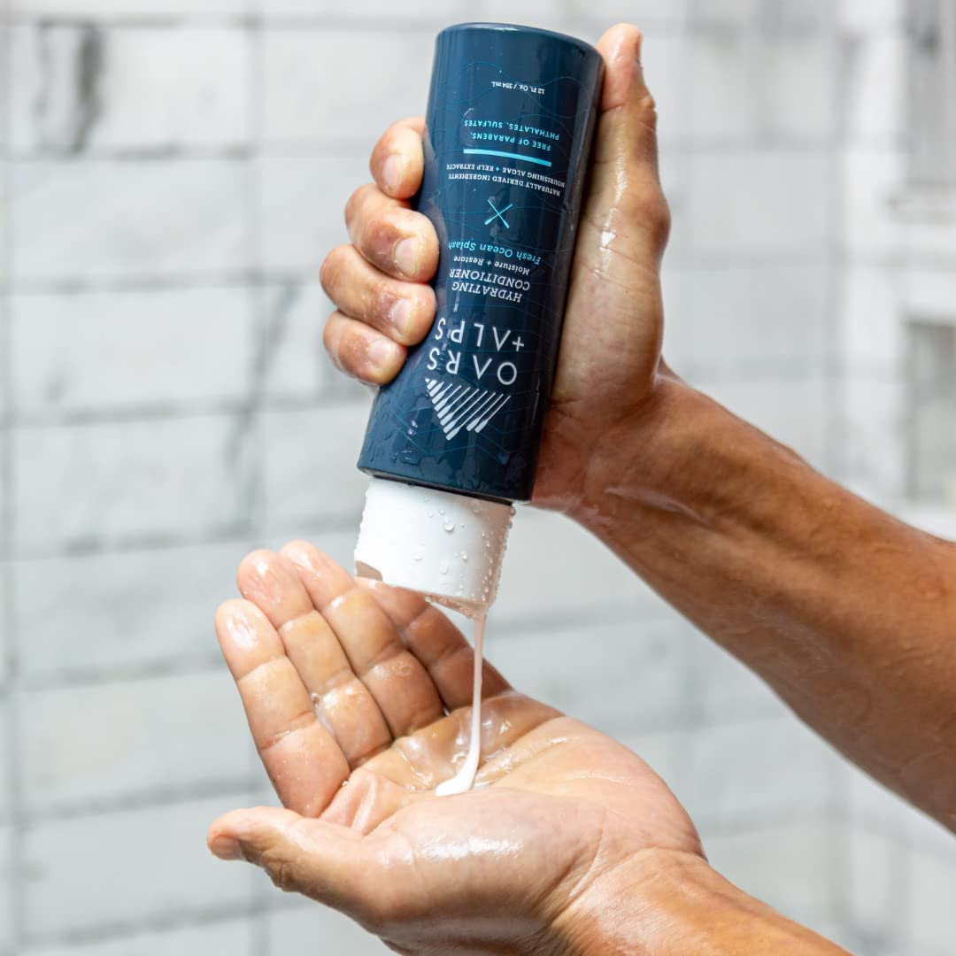 Oars + Alps Men's Sulfate Free Hair Shampoo, Conditioner, and Body Wash Kit, Moisturizing Skin Care Infused with Kelp and Algae Extracts, Fresh Ocean Beauty & Personal Care Oars + Alps