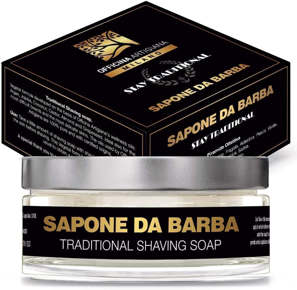 Officina Artigiana Milano Stay Traditional Shaving Soap 150ml - Luxury Italian artisan wet shaving soap with 40% antioxidant oils & shea butter Beauty and Personal Care The Goodfellas' smile