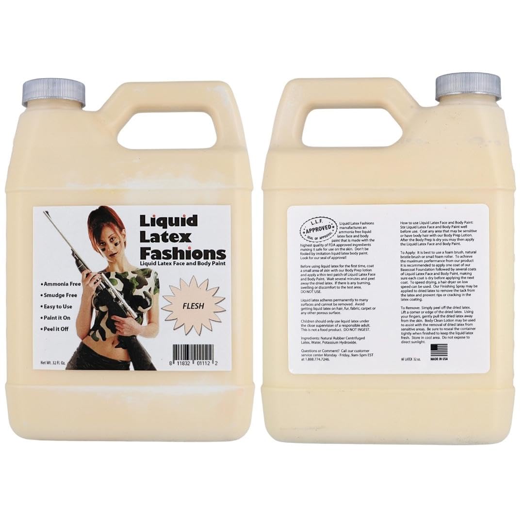Flesh 32 Fl Oz - Liquid Latex Face and Body Paint, Ammonia Free No Odor, Arts and Crafts Paint for Halloween Zombie Cosplay! Beauty & Personal Care Liquid Latex Fashions