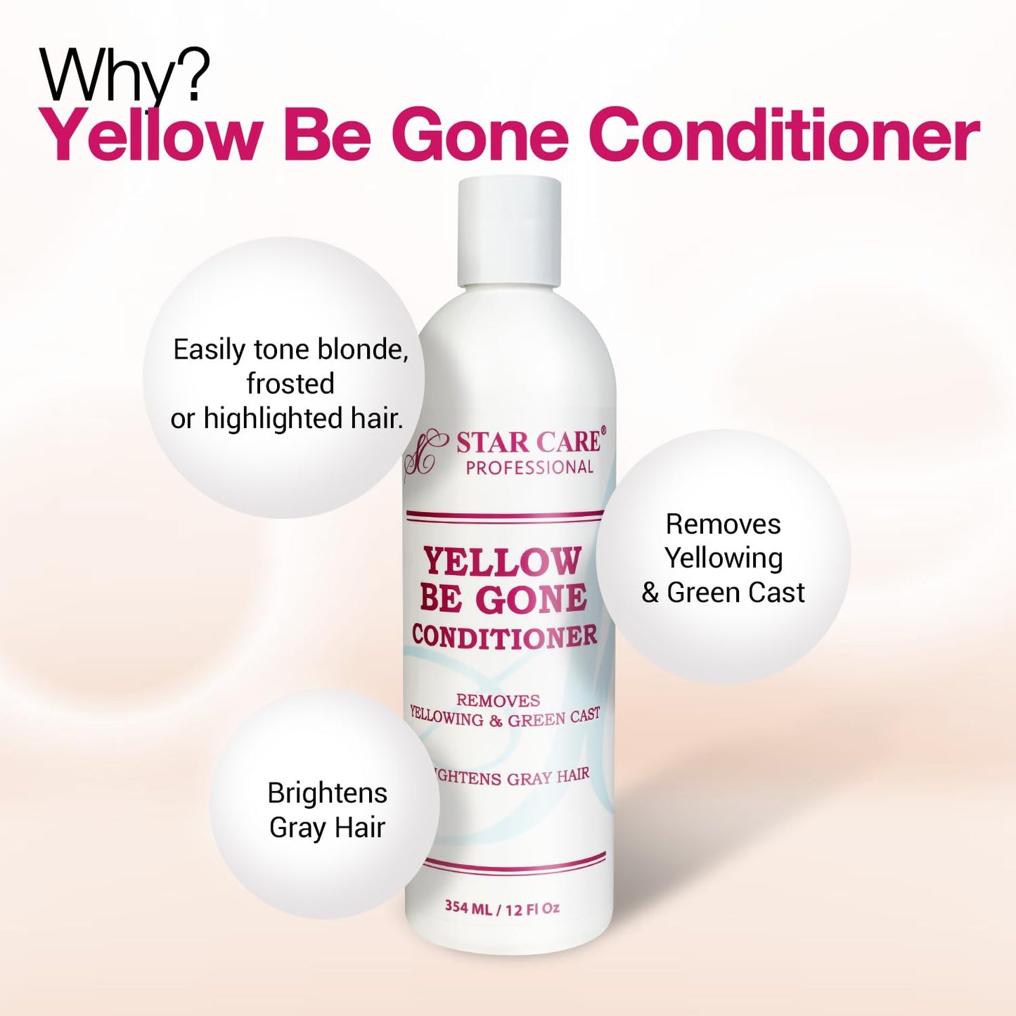 STAR CARE Yellow Be Gone Shampoo & Conditioner Set 12oz Each Clarifying Toning Duo for Blonde Gray Bleached Highlighted Hair Neutralizes Brass Beauty & Personal Care STAR CARE