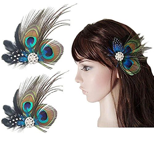 Comidox Hair Clip, Cute Peacock Feather with Rhinestones, Charming Peacock Headpiece Feather Hair Accessories for Women, Weddings, Parties, Halloween Beauty & Personal Care Comidox