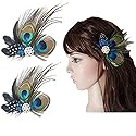Comidox Hair Clip, Cute Peacock Feather with Rhinestones, Charming Peacock Headpiece Feather Hair Accessories for Women, Weddings, Parties, Halloween Beauty & Personal Care Comidox