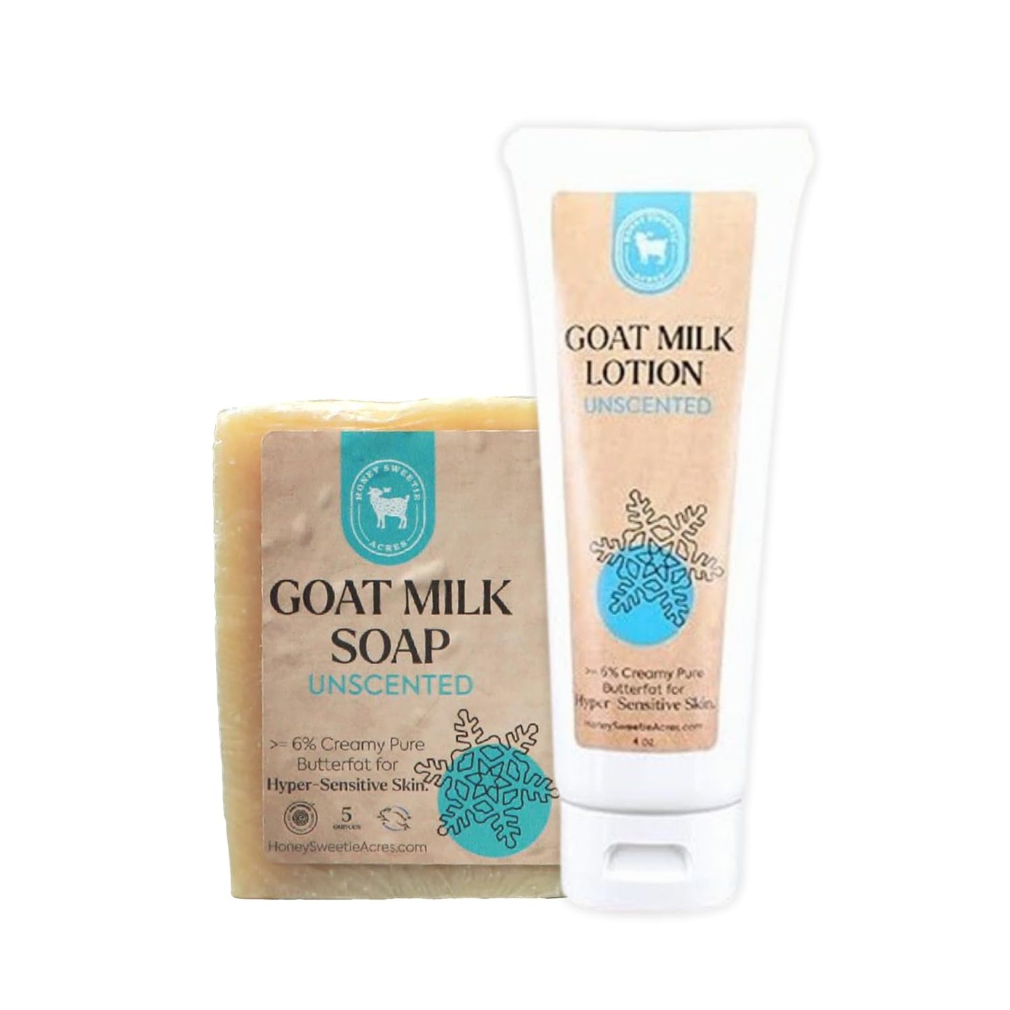 Honey Sweetie Acres Goat Milk Skincare Gift Set with Handmade Soap and Lotion - Unscented Lotion & Soap Bar for Gentle Cleansing, All-Natural Care Beauty & Personal Care Honey Sweetie Acres