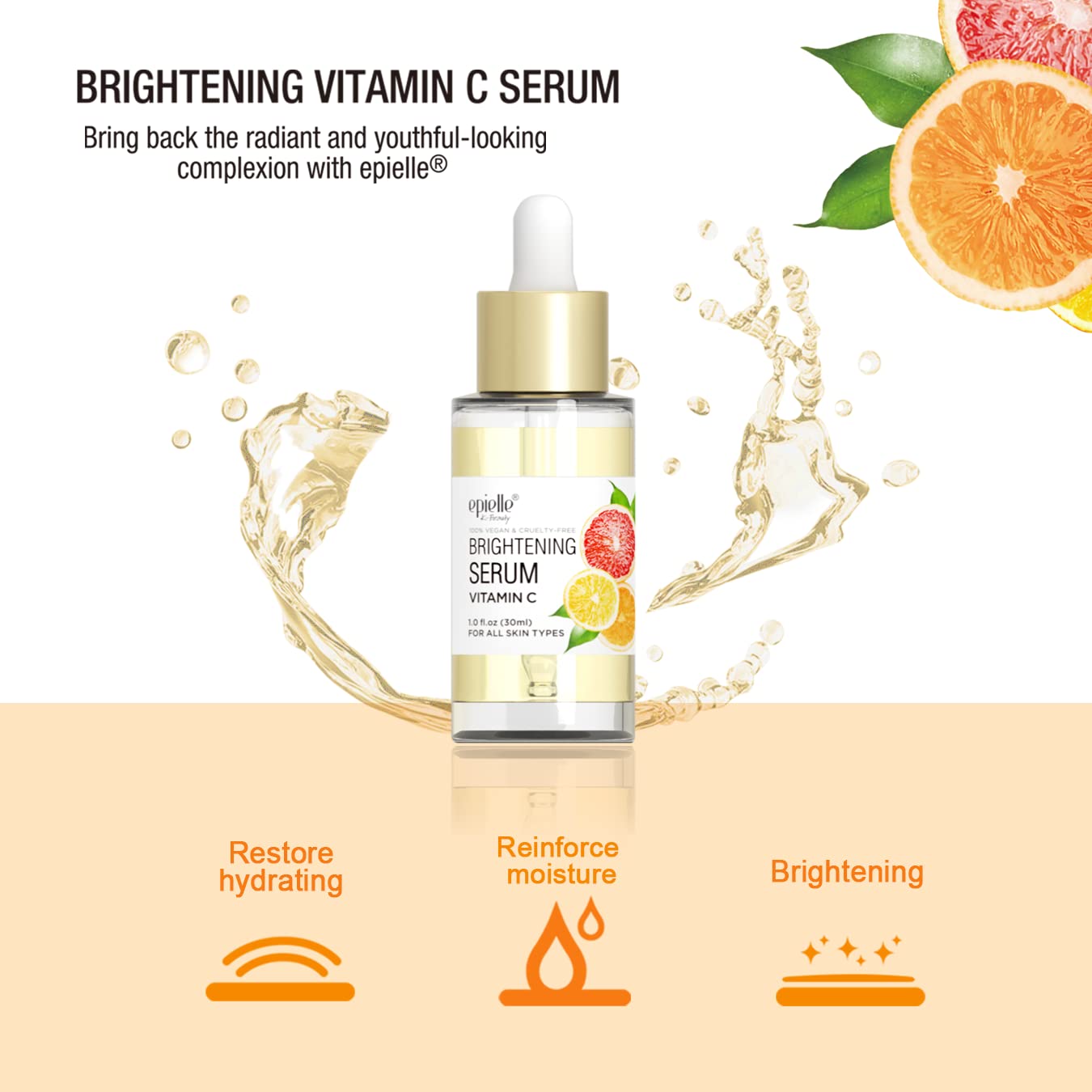 Epielle Vitamin C Serum with Collagen & Hyaluronic Acid, Restore Hydration & Reduce Dark Spots, Vegan & Cruelty-Free, Korean Skin Care, 1.0 fl oz Beauty & Personal Care Epielle