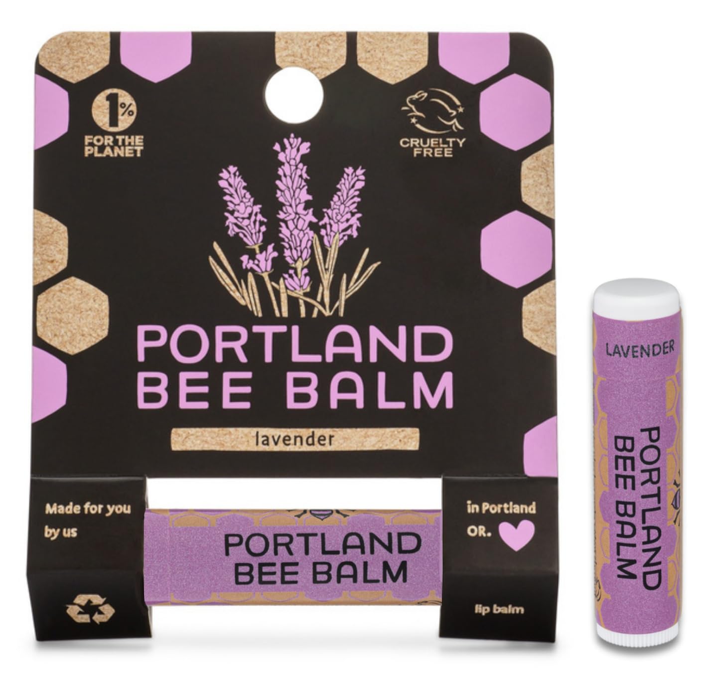 Portland Bee Balm All Natural Handmade Beeswax Based Lip Balm, Lavender 1 Count Beauty & Personal Care Portland Bee Balm