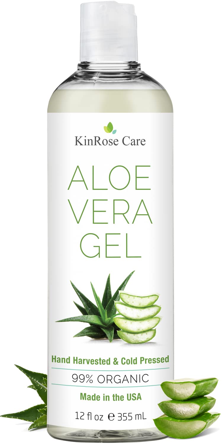 KinRose Care, 12oz Aloe Vera Gel for Face, Skin, Hair & Sunburn Relief - From Pure Organic Aloe Vera (99%) - Cold Pressed, Vegan, Unscented - Made in Beauty and Personal Care KinRose Care Default Title