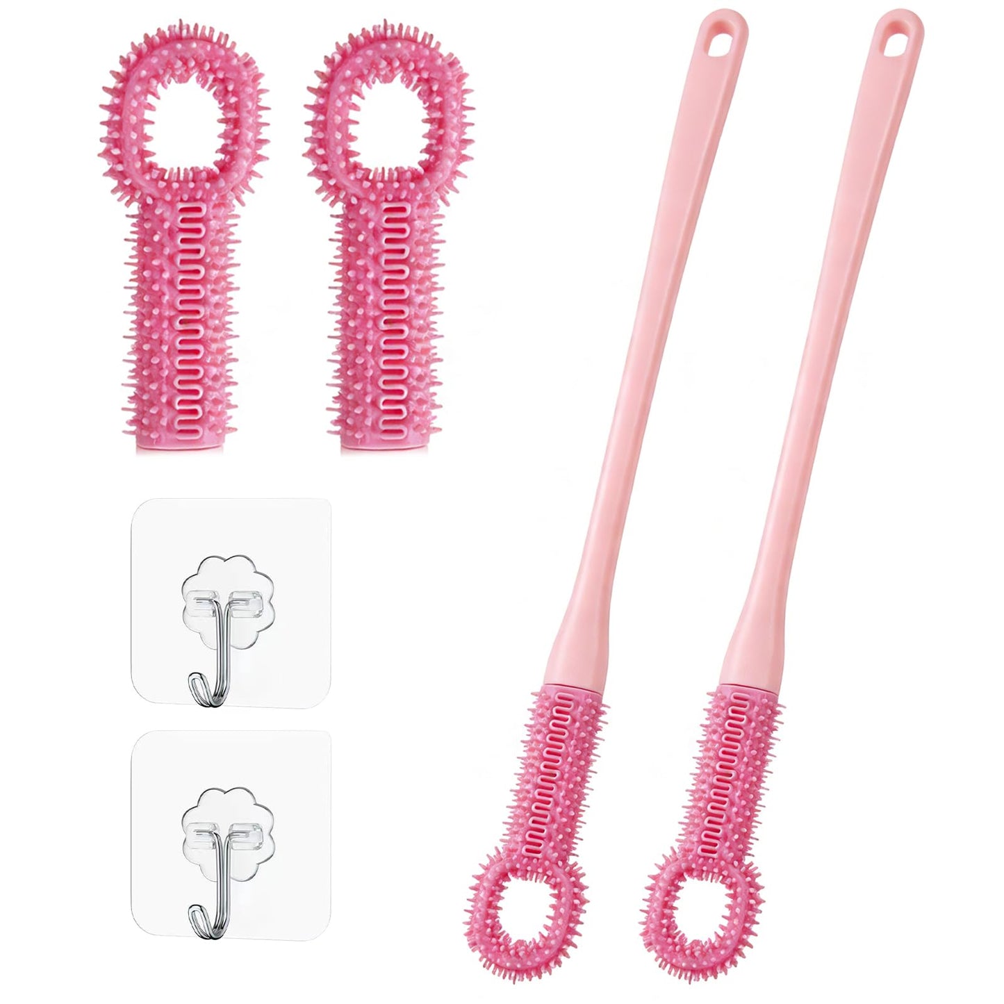 2 pcs Easy-Reach deep Cleaning Foot Brush,Deep Cleaning Foot Brush,Shower Foot Scrubber with 15.7" Long Handle Soft Silicone Cleaning Shower Brush Beauty and Personal Care Xingoaup