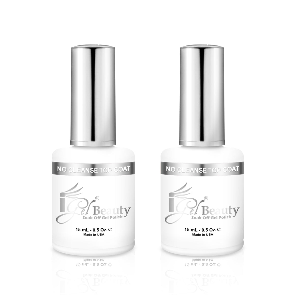 iGel Beauty No Cleanse Top Coat - 2 Pack, Soak-Off UV/LED Gel Polish Top Coat, High Shine Finish, No Wipe Formula, Long-Lasting, Chip-Resistant, 0.5