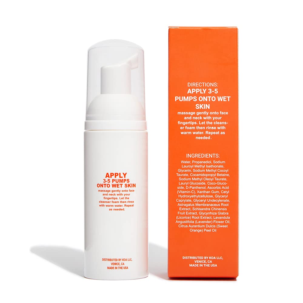 KOA LIFE X NAVEN Lighten Up - Anti-Blemish Facial Foam Cleanser, Purifies Skin, Vitamin C, Organic, Natural Ingredients - 1.7 Fl Oz Beauty & Personal Care KOA LIFE