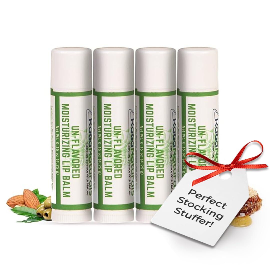 RaGaNaturals Natural Unscented Lip Balm - Original Beeswax, Shea Butter, Jojoba Oil, Vitamin E - Unflavored Chapstick Smooth, Hydrating, Moisturize Beauty and Personal Care RaGaNaturals