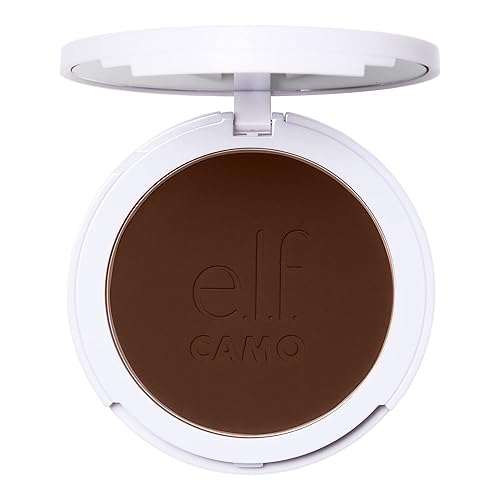 e.l.f. Camo Powder Foundation, Lightweight, Primer-Infused Buildable & Long-Lasting Medium-to-Full Coverage Foundation, Rich 640 W Beauty & Personal Care e.l.f.