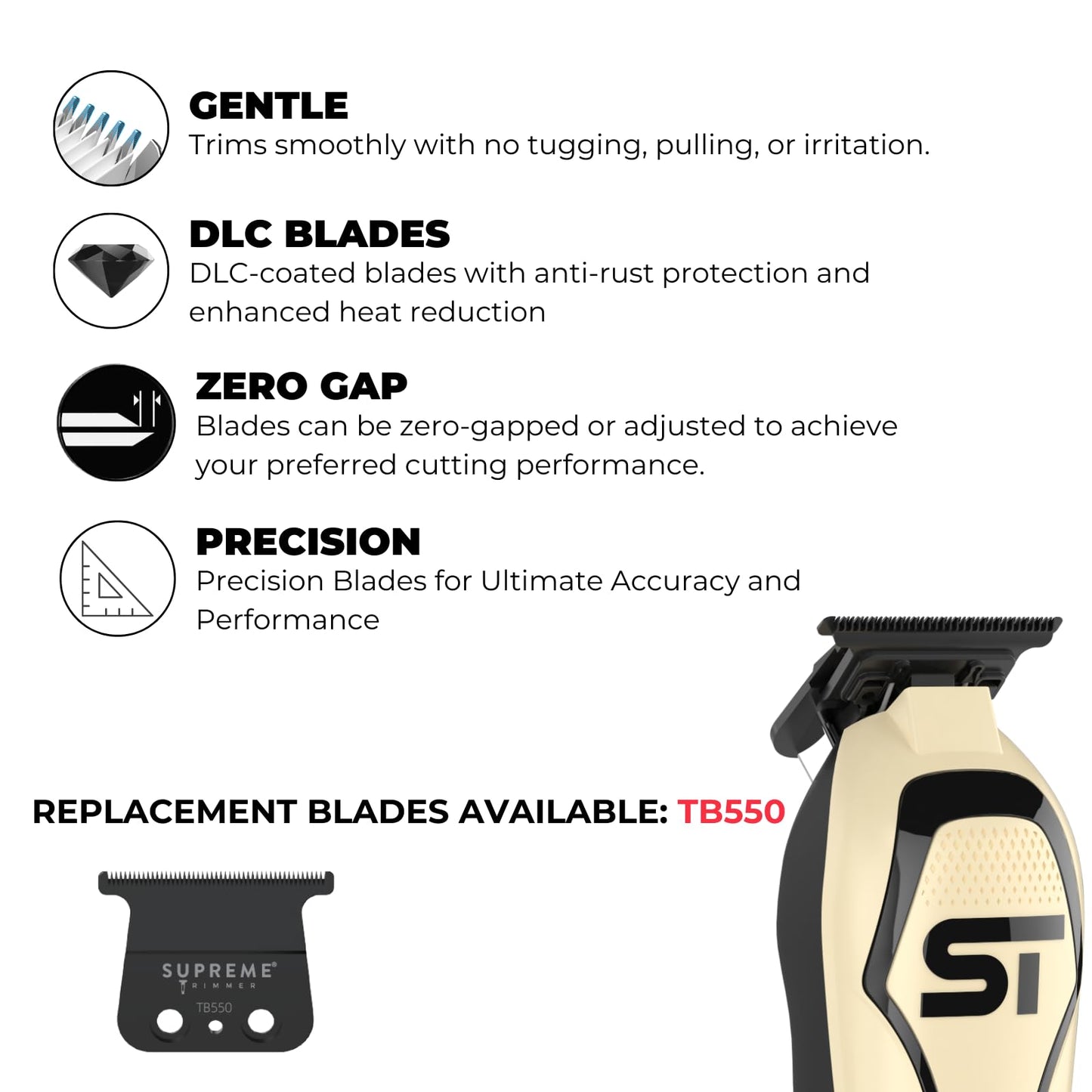Supreme Trimmer Darkstar 72 Trimmer ST700 with Magnetic Vector Motor - 180 Min Run Time, 9000 RPM Barber Hair Trimmer - Low Noise, Professional Beard Beauty and Personal Care Supreme Trimmer