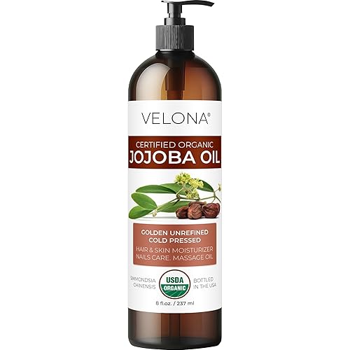 velona Jojoba Oil USDA Certified Organic - 8 fl oz (With Pump) | 100% Pure and Natural | Golden, Unrefined, Cold Pressed, Hexane Free | Moisturizing Beauty & Personal Care velona