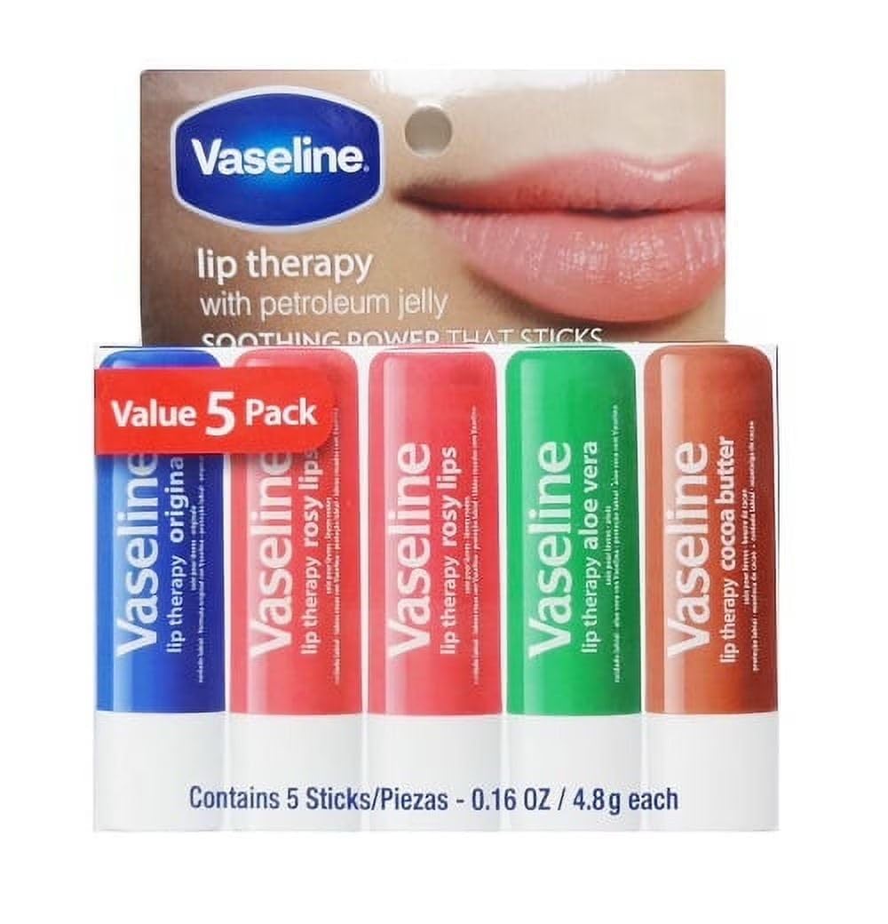 Vaseline Lip Therapy 5-Piece Lips Set Value Pack 0.16 oz. / 4.8g each (1 Original, 2 Rosy, 1 Cocoa, 1 Aloe) Beauty & Personal Care Vaseline