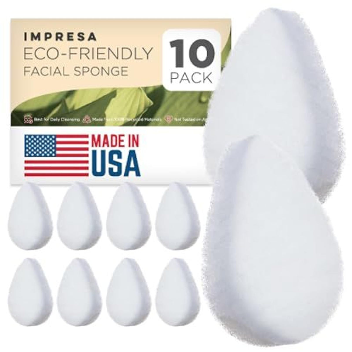 IMPRESA Facial Sponge - Daily Deep Cleansing Face Scrubber - Gentle Exfoliating Pads for Dead Skin Removal - Reusable Face Scrub Pads for Normal