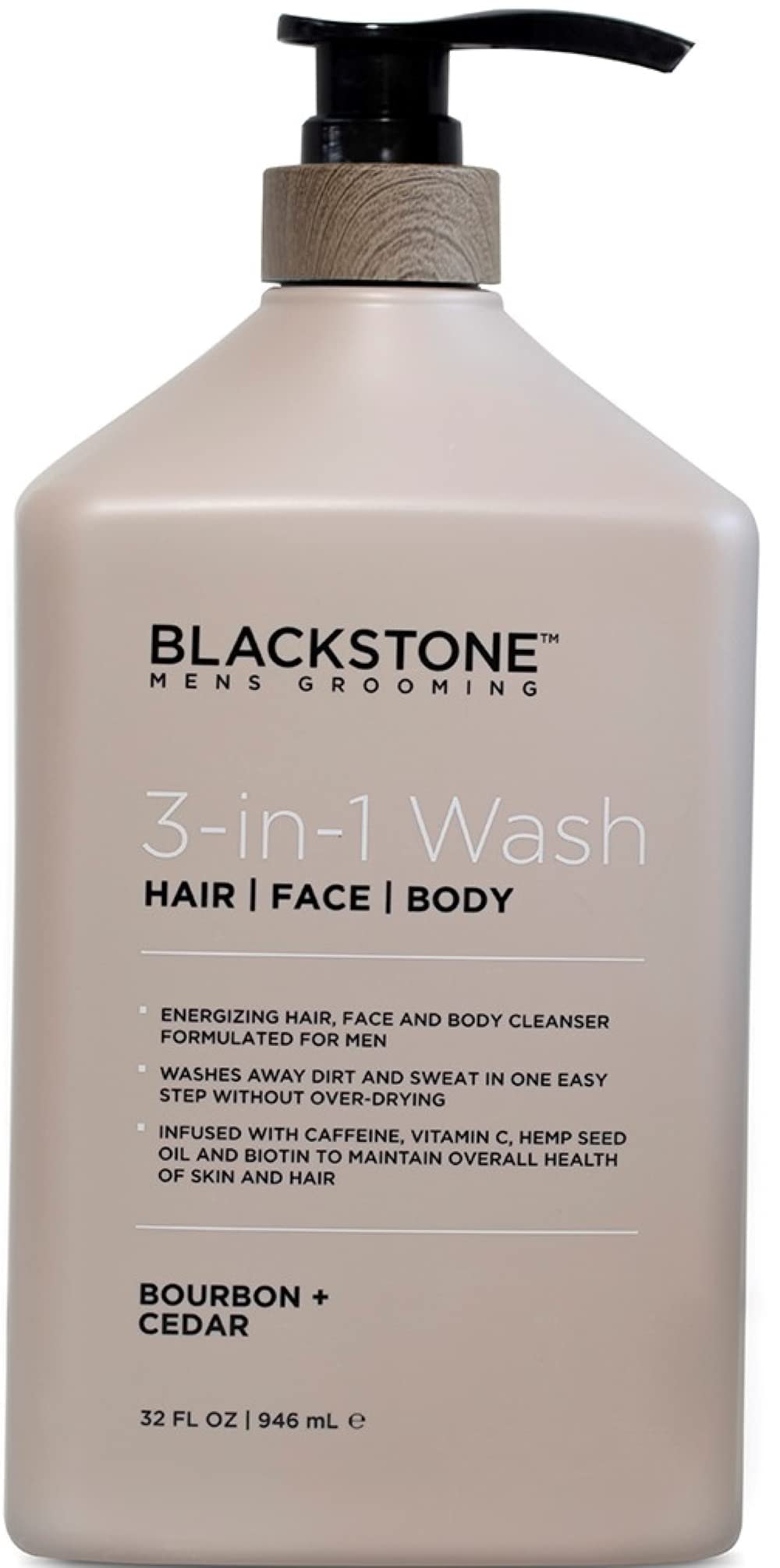 Blackstone 3-in-1 Wash for Men | Cleanses & Conditions Hair, Body, & Face | For All Skin & Hair Types | With Caffeine, Vitamin C, Hemp Seed Oil Beauty & Personal Care Blackstone