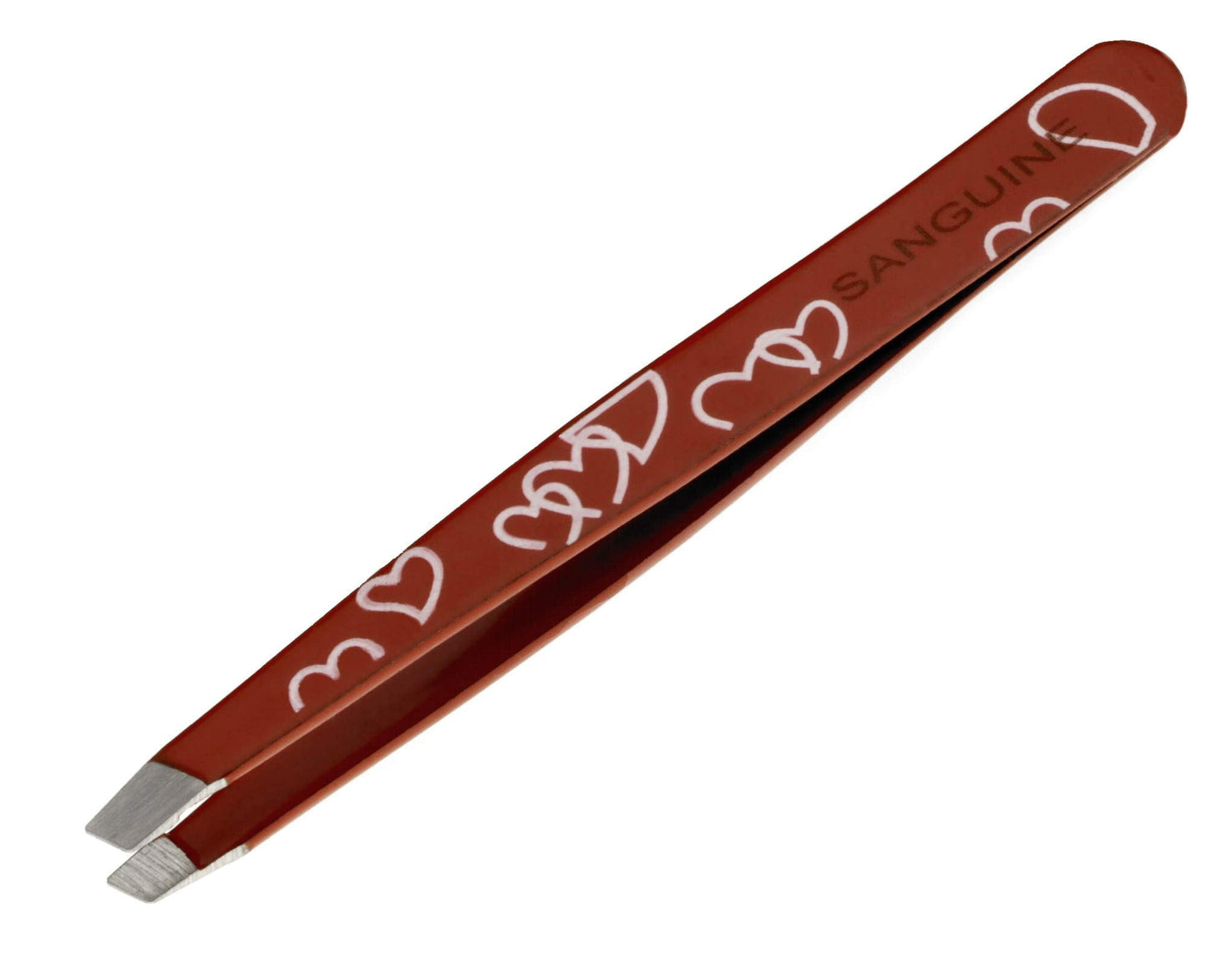 Professional Eyebrow Tweezers, Slanted, Hair Removal Tweezers, Purple Heart Tweezer (Red-Hearts) Beauty and Personal Care Sanguine