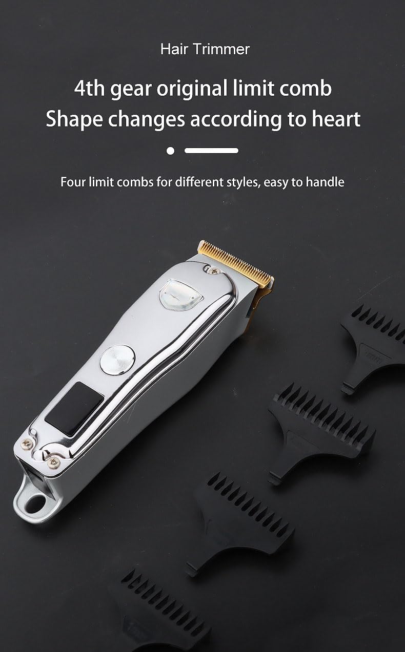 Professional Cordless Haircut Kit with LED Display 4 Lmit Combs Zero-Gap T-Blade Mens Grooming Beard Trimmer for Family & Barber Use Rechargeable Hair Beauty and Personal Care GLESVOWIO