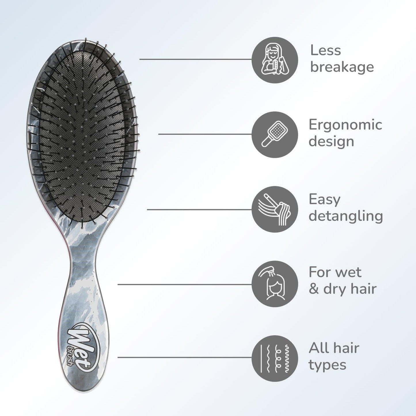 Wet Brush Original Detangler Brush - Metallic Marble, Onyx - All Hair Types - Ultra-Soft IntelliFlex Bristles Glide Through Tangles with Ease Beauty & Personal Care Wet Brush