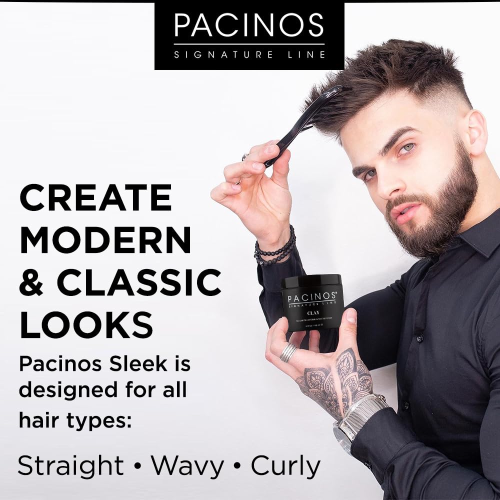 Pacinos SLEEK High Shine Flexible Pomade for Men - Long-Lasting Styling for Medium to Longer Hair - Wet Look with All-Day Hold - 4 oz Beauty & Personal Care Pacinos