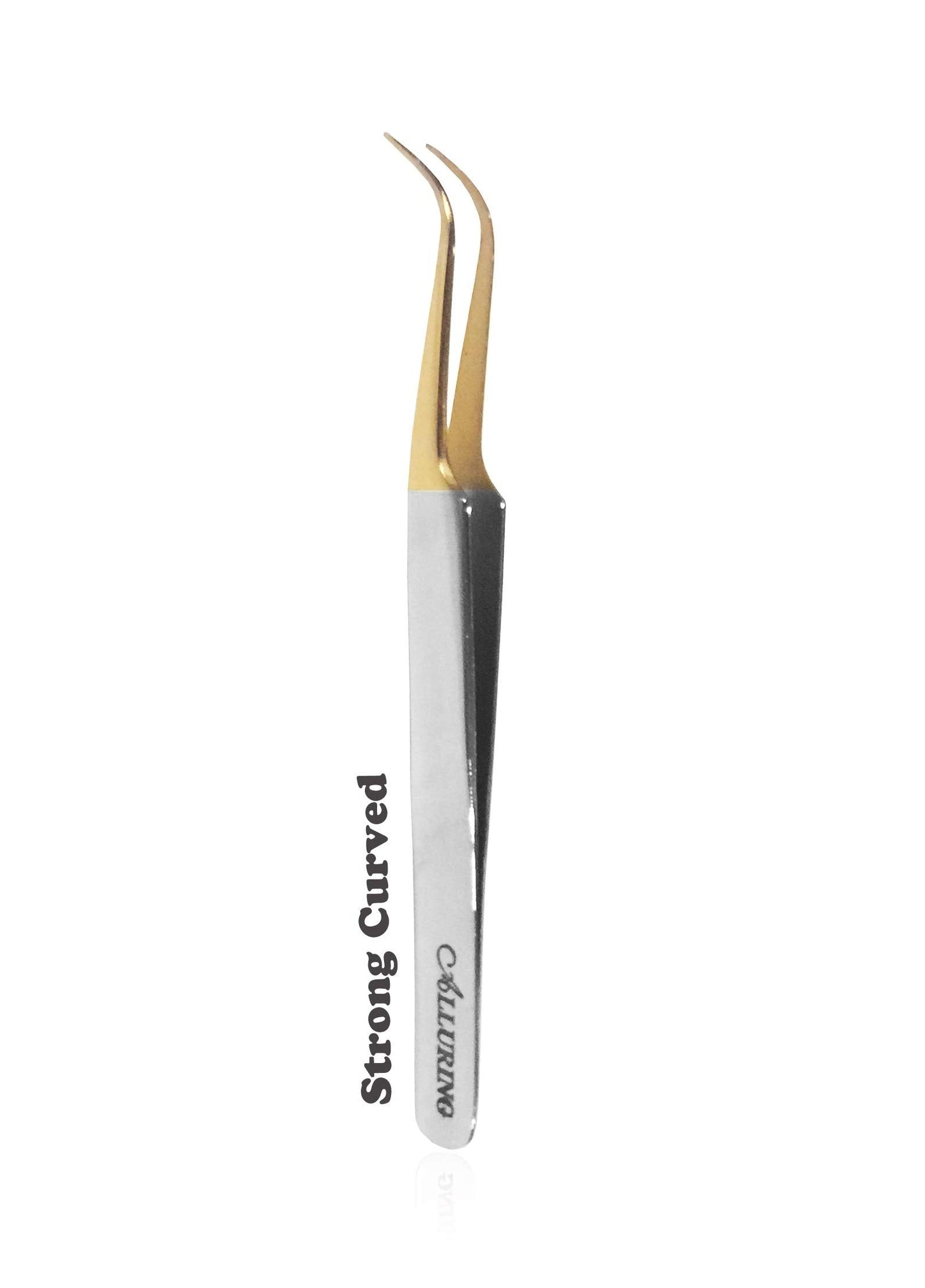 Alluring Chrome with Gold Tip Tweezers for Eyelash Extension - Strong Curve Beauty and Personal Care Alluring
